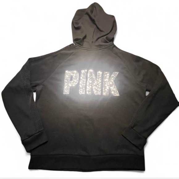 PINK Victoria's Secret Jackets & Blazers - PINK Victoria Secret Black Jacket/Hoodie with Silver Sequin, L
